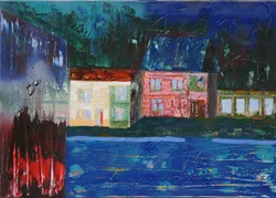 Houses Gazing into the Blue Night